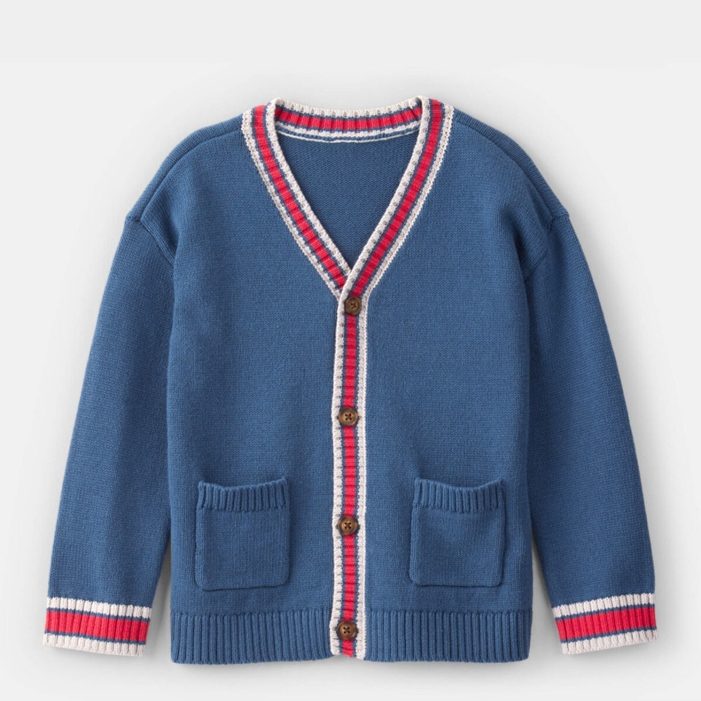 Carter’s Toddler Boy Cotton Long-Sleeve Cardigan Sweater - Blue/Red